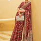 Classic Brasso Organza Maroon Weaving Saree