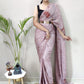 Classic Chiffon Viscose Mauve Weaving Saree