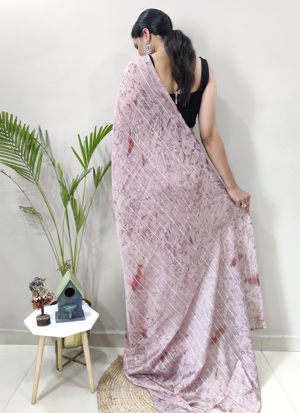 Classic Chiffon Viscose Mauve Weaving Saree