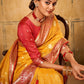 Classic Banarasi Silk Tissue Mustard Patch Border Saree