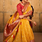 Classic Banarasi Silk Tissue Mustard Patch Border Saree