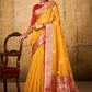 Classic Banarasi Silk Tissue Mustard Patch Border Saree
