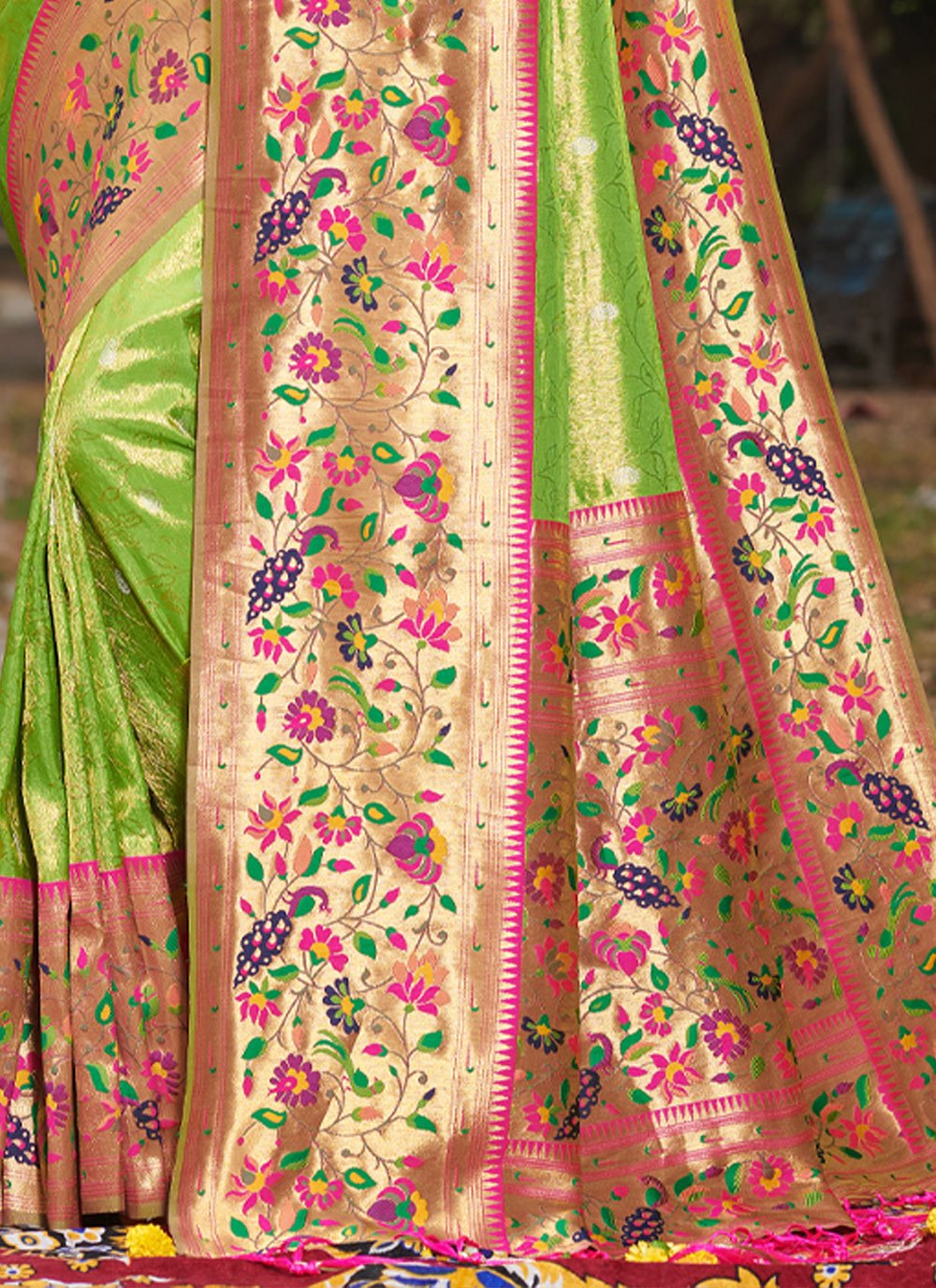 Traditional Saree Silk Green Weaving Saree