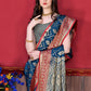 Classic Katan Silk Morpeach Patch Border Saree