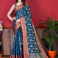 Classic Katan Silk Morpeach Patch Border Saree