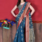 Classic Katan Silk Morpeach Patch Border Saree