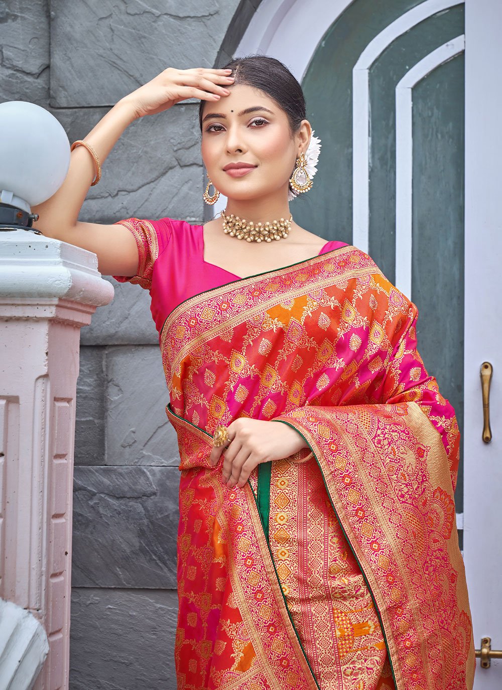 Classic Banarasi Silk Multi Colour Weaving Saree