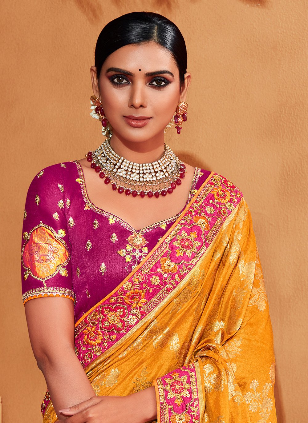 Contemporary Silk Multi Colour Patch Border Saree