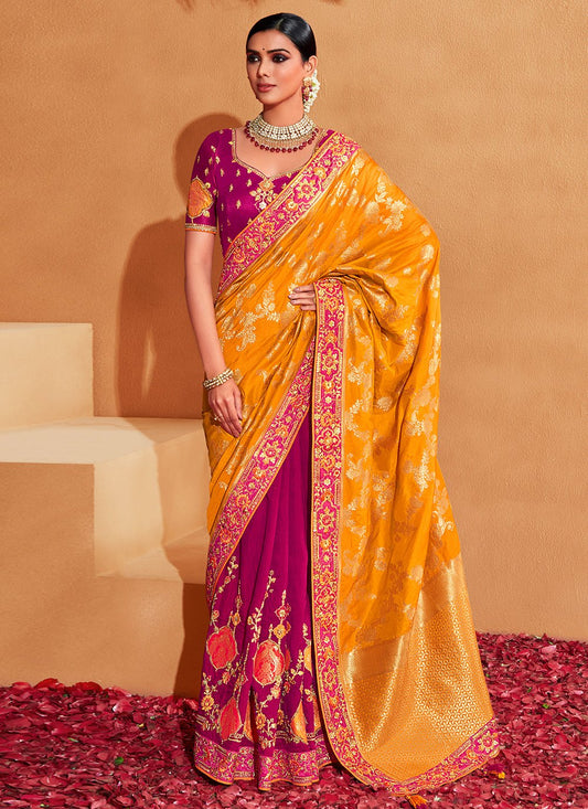 Contemporary Silk Multi Colour Patch Border Saree