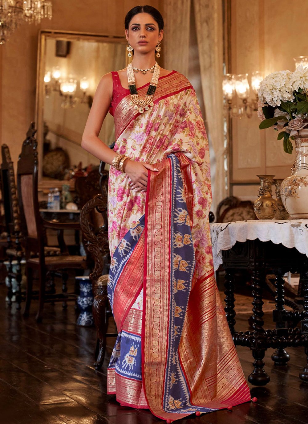 Contemporary Patola Silk Multi Colour Weaving Saree