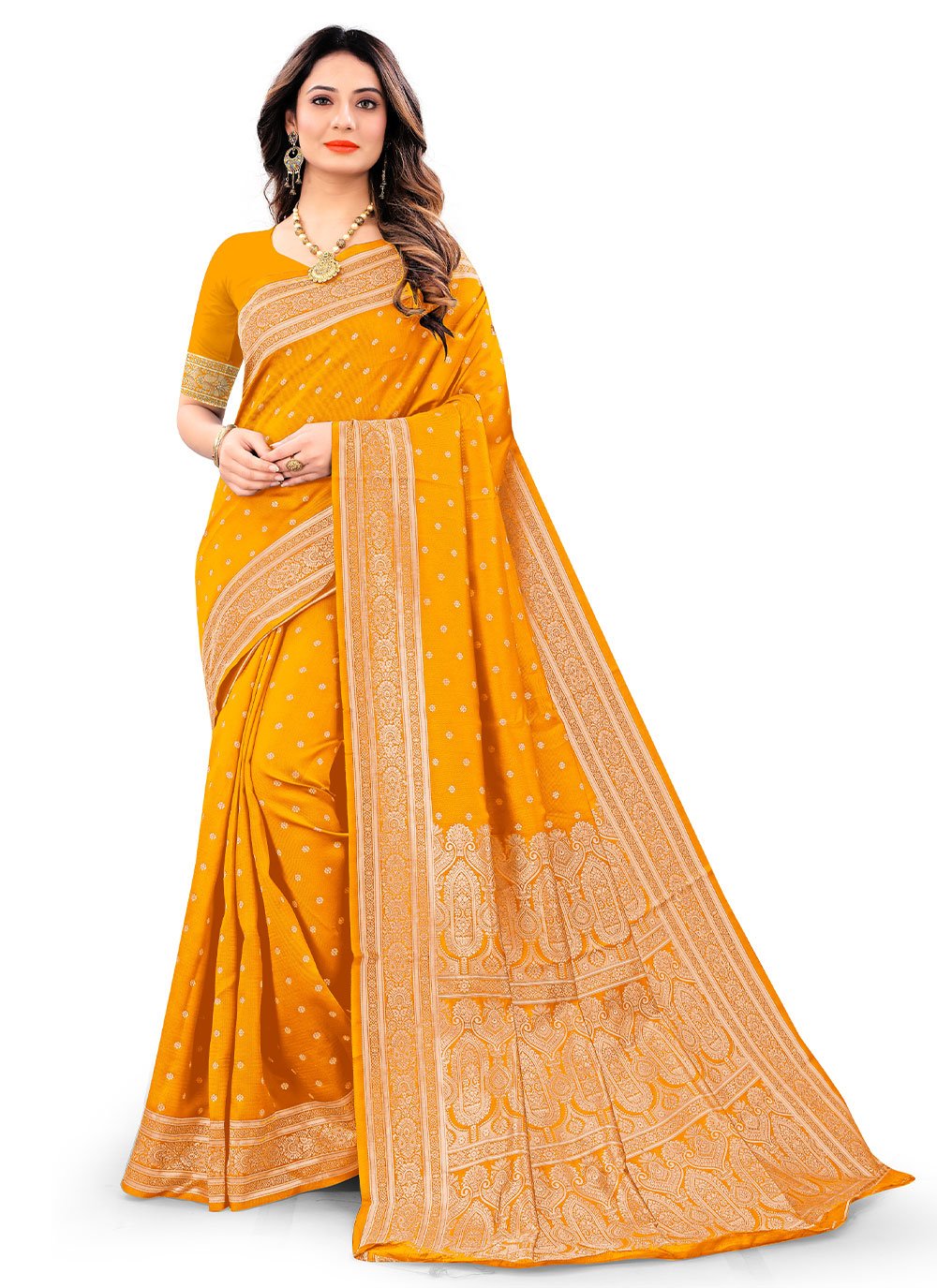 Classic Silk Mustard Weaving Saree