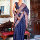 Trendy Saree Satin Silk Blue Weaving Saree