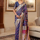 Trendy Saree Handloom Silk Blue Weaving Saree