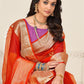 Classic Organza Orange Patch Border Saree