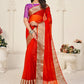 Classic Organza Orange Patch Border Saree