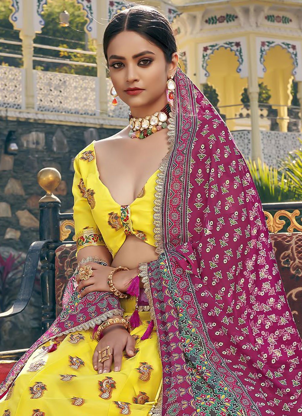 Lehenga Choli Organza Yellow Weaving Lehenga Choli