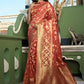 Trendy Saree Organza Silk Rust Weaving Saree