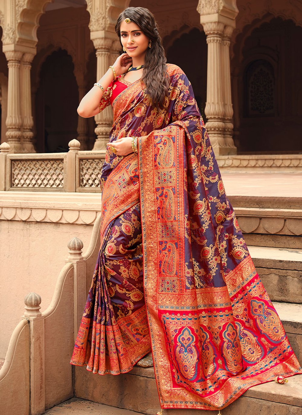 Contemporary Silk Purple Weaving Saree