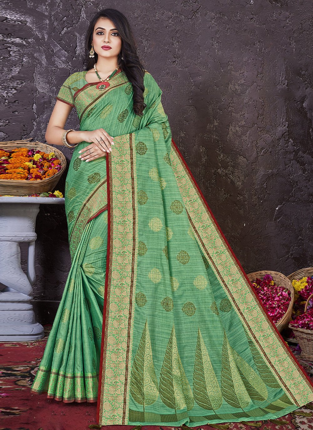 Classic Silk Green Weaving Saree