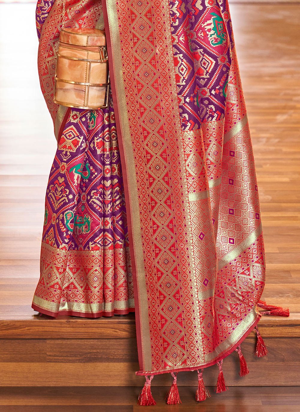 Traditional Saree Patola Silk Purple Red Weaving Saree