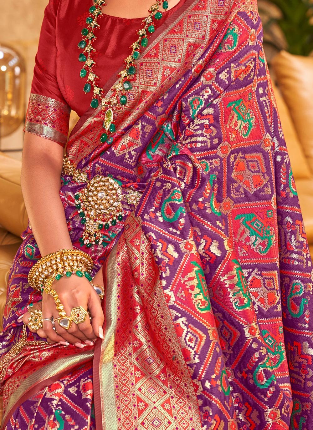 Traditional Saree Patola Silk Purple Red Weaving Saree