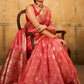 Classic Banarasi Silk Tissue Pink Patch Border Saree
