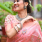 Trendy Saree Tussar Silk Pink Weaving Saree