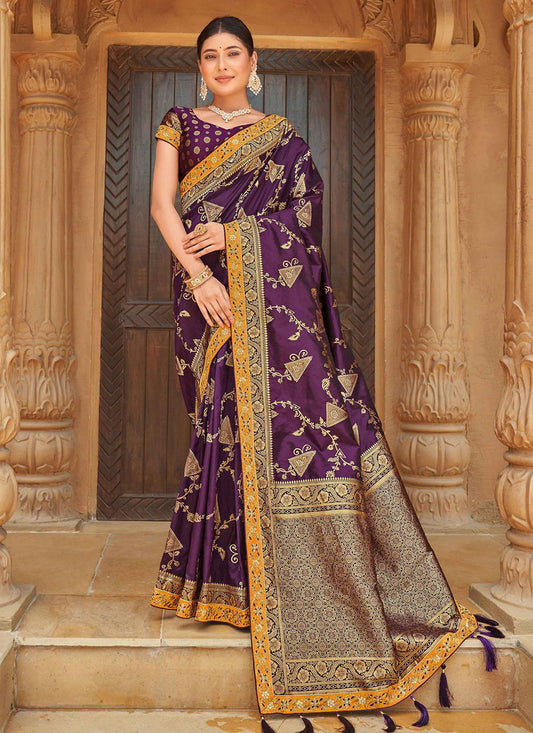 Designer Banarasi Silk Purple Weaving Saree