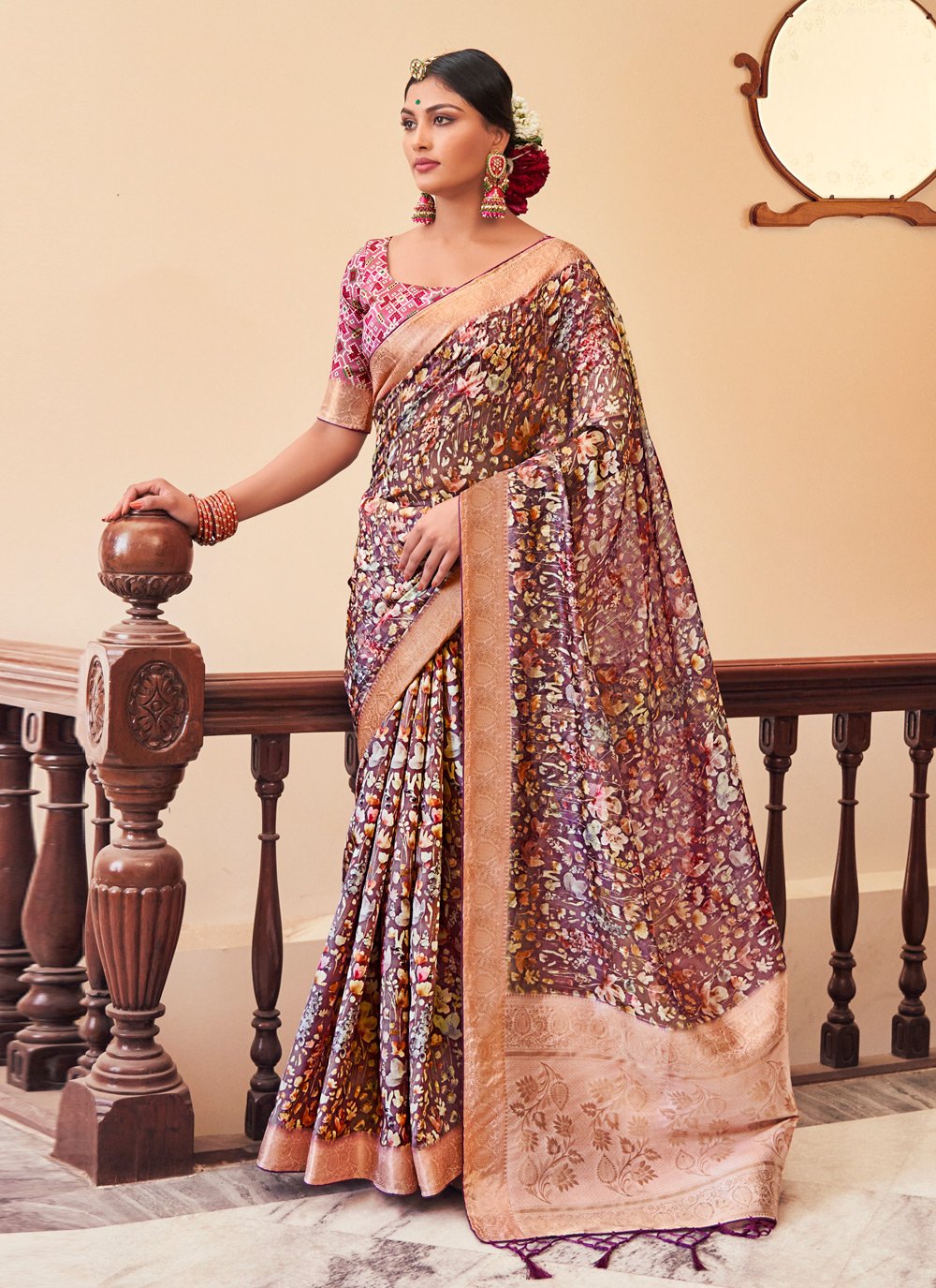 Traditional Saree Silk Purple Weaving Saree