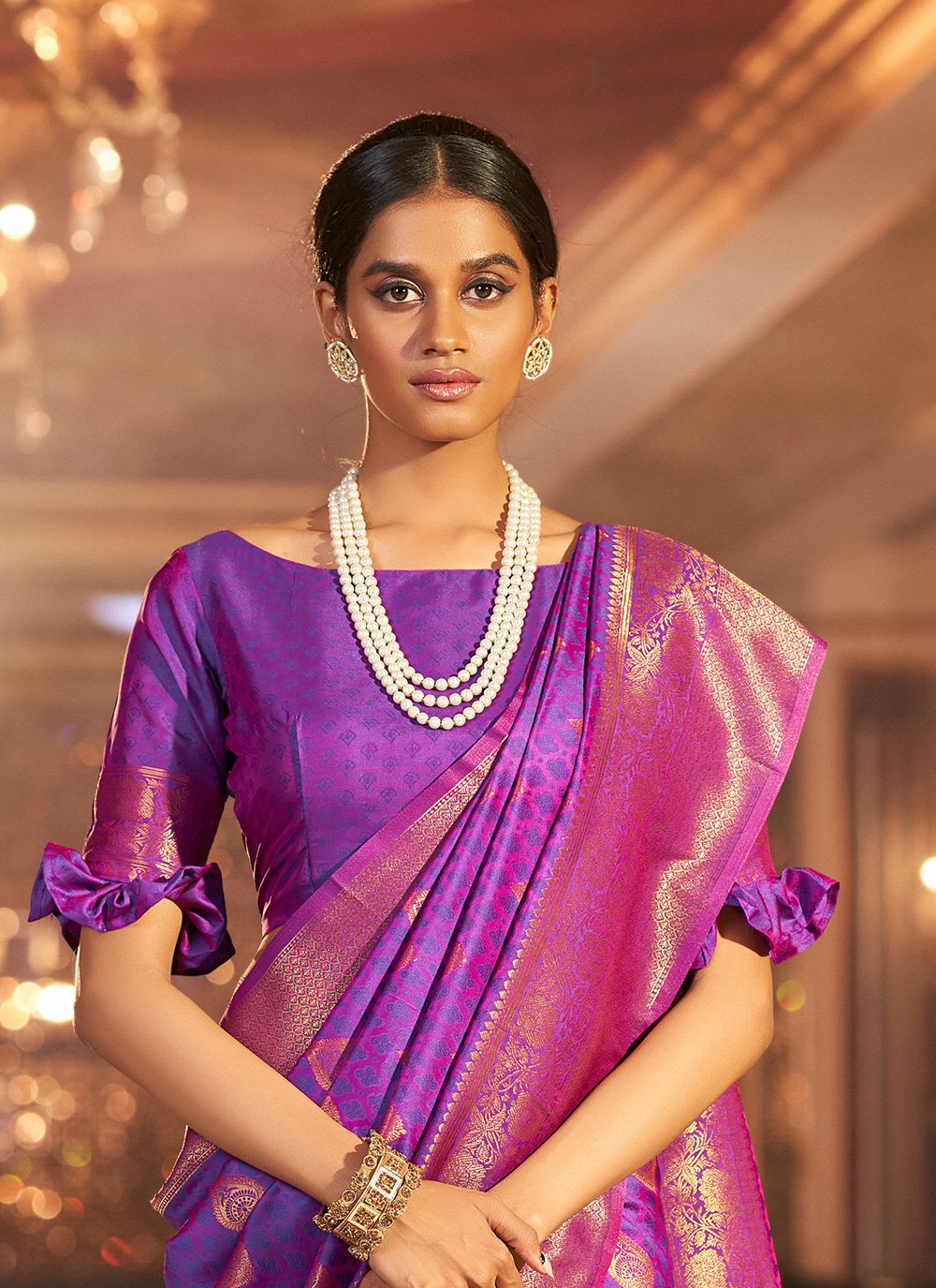 Trendy Saree Handloom Silk Purple Weaving Saree