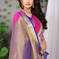 Contemporary Banarasi Silk Rani Weaving Saree