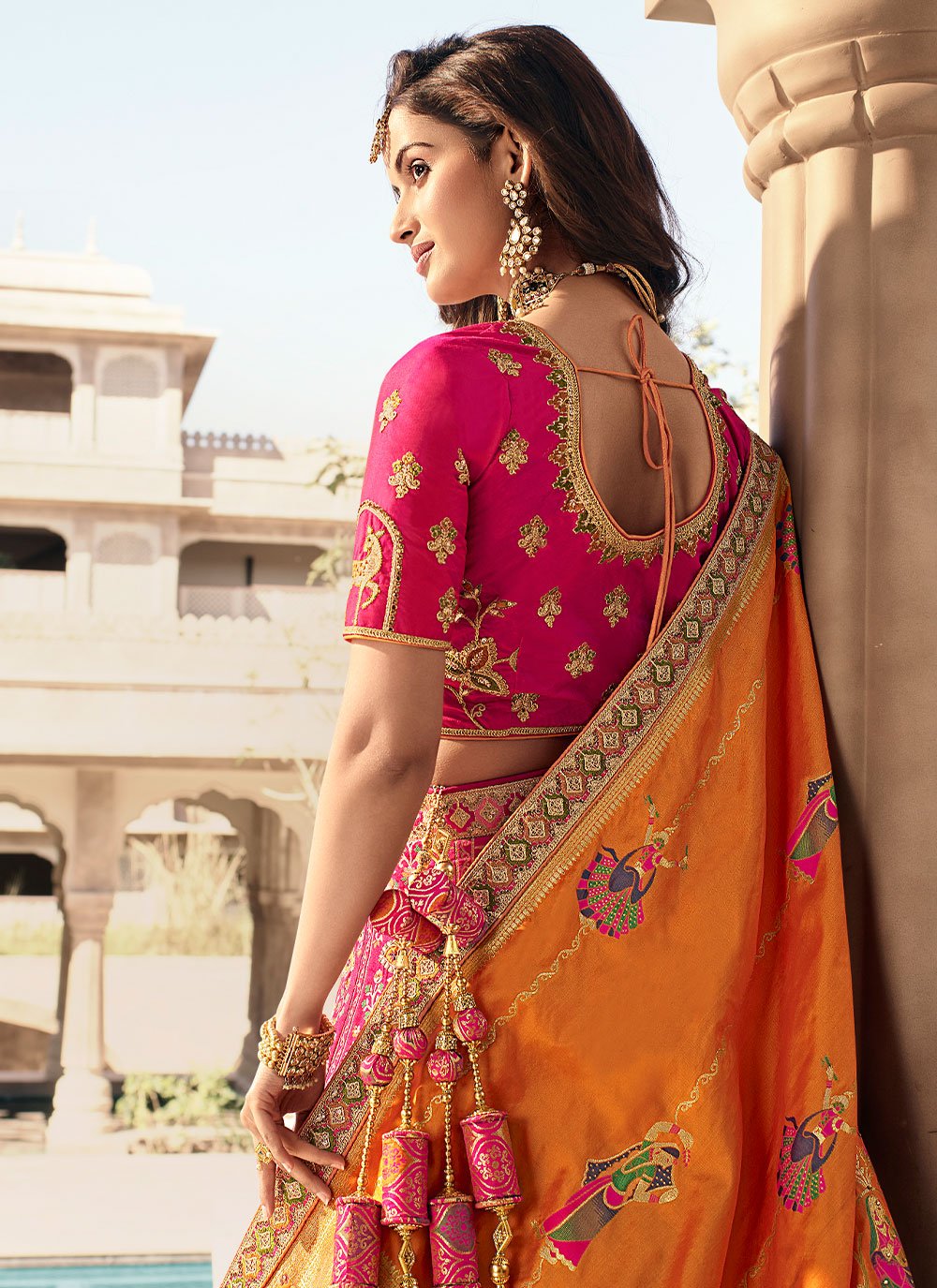 Lehenga Choli Banarasi Silk Rani Embroidered Lehenga Choli