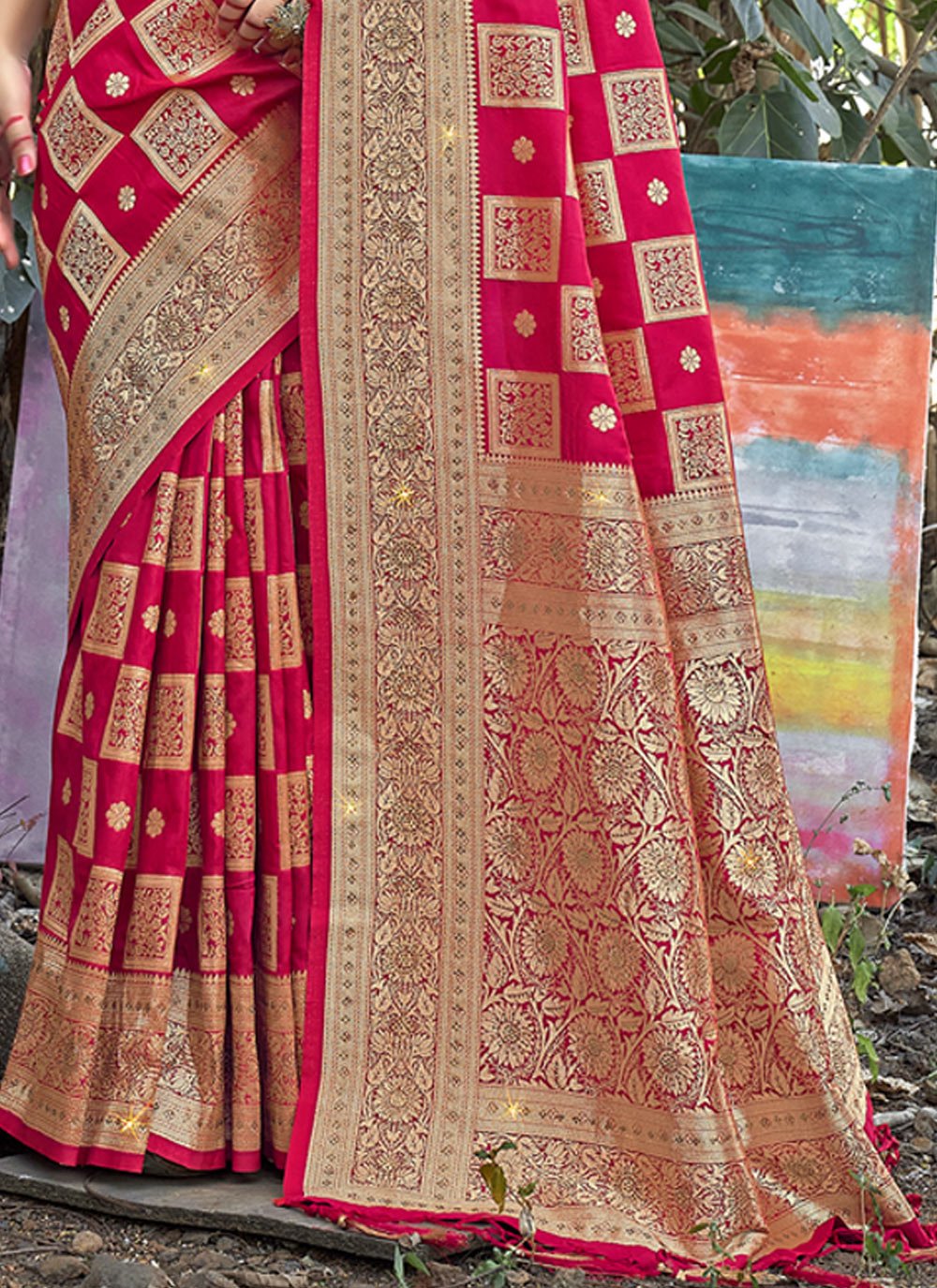 Traditional Saree Banarasi Silk Rani Weaving Saree