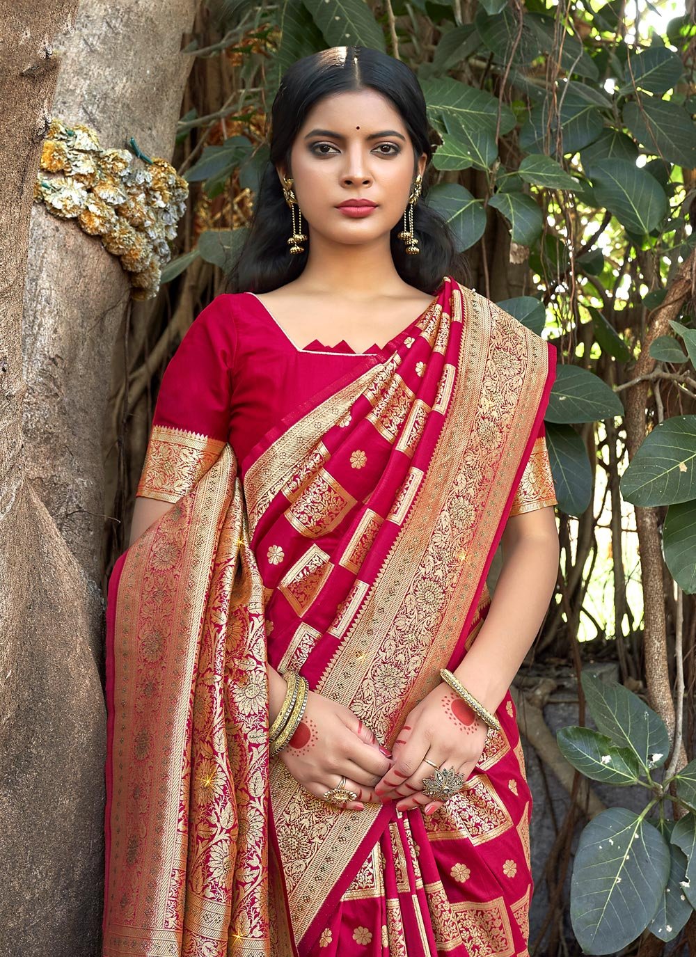 Traditional Saree Banarasi Silk Rani Weaving Saree