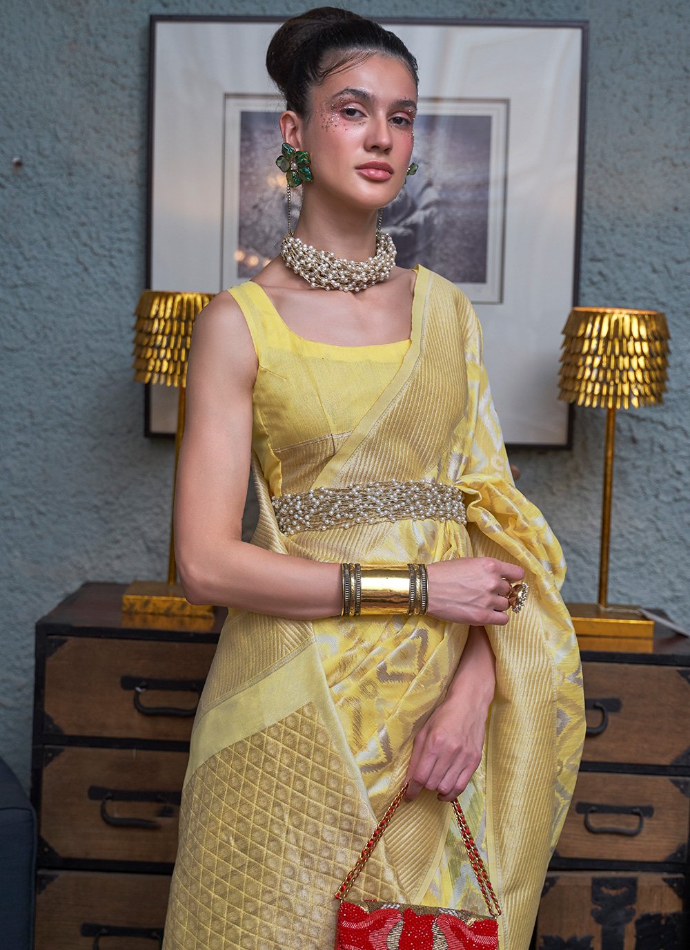 Classic Patola Silk Yellow Hand Work Saree