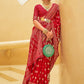 Trendy Saree Brasso Organza Red Weaving Saree
