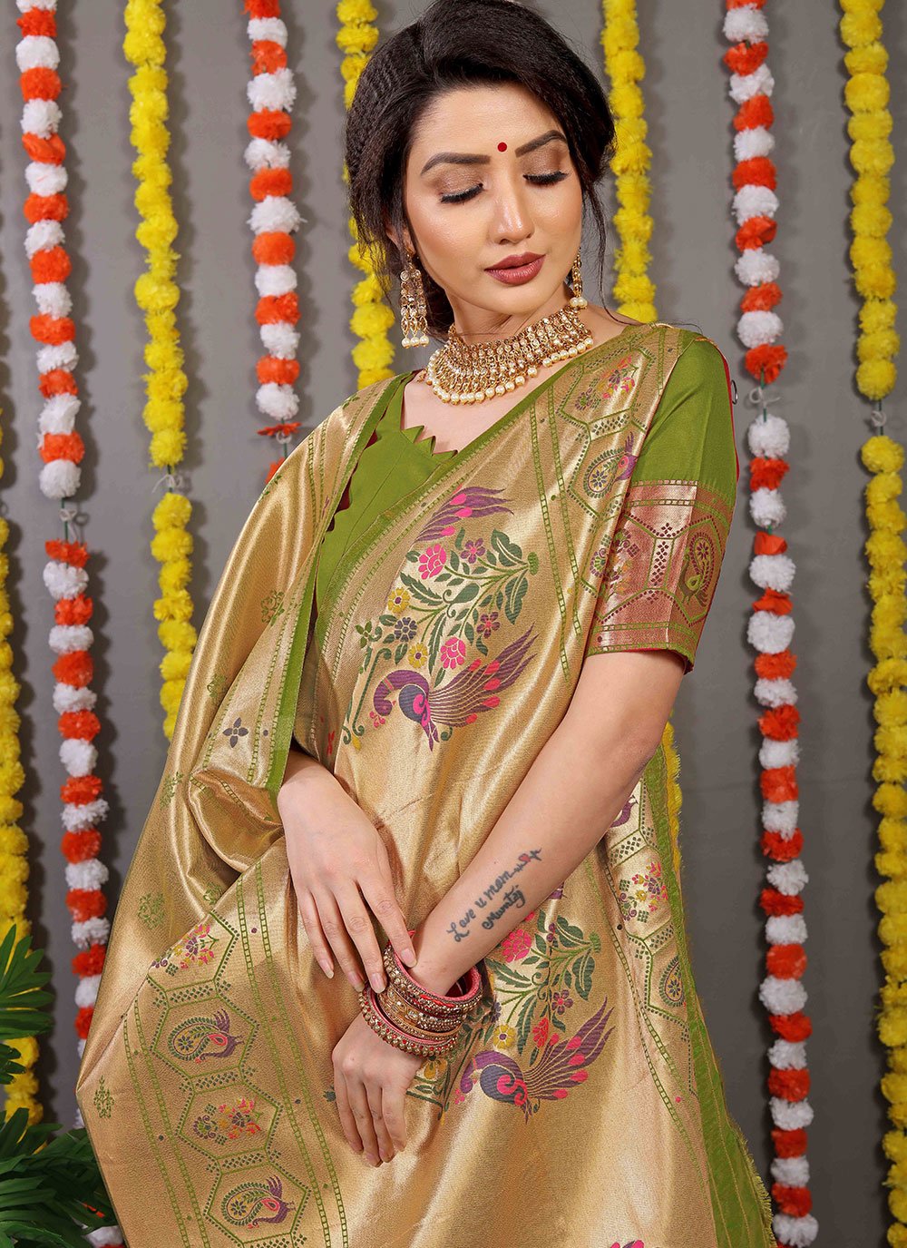 Classic Banarasi Silk Green Weaving Saree