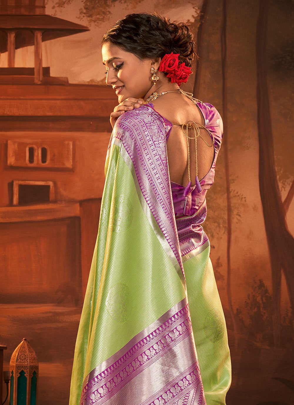 Classic Kanchipuram Silk Green Weaving Saree