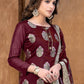 Salwar Suit Banarasi Jacquard Maroon Weaving Salwar Kameez