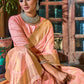 Classic Satin Silk Peach Weaving Saree