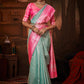 Classic Kanchipuram Silk Blue Pink Weaving Saree