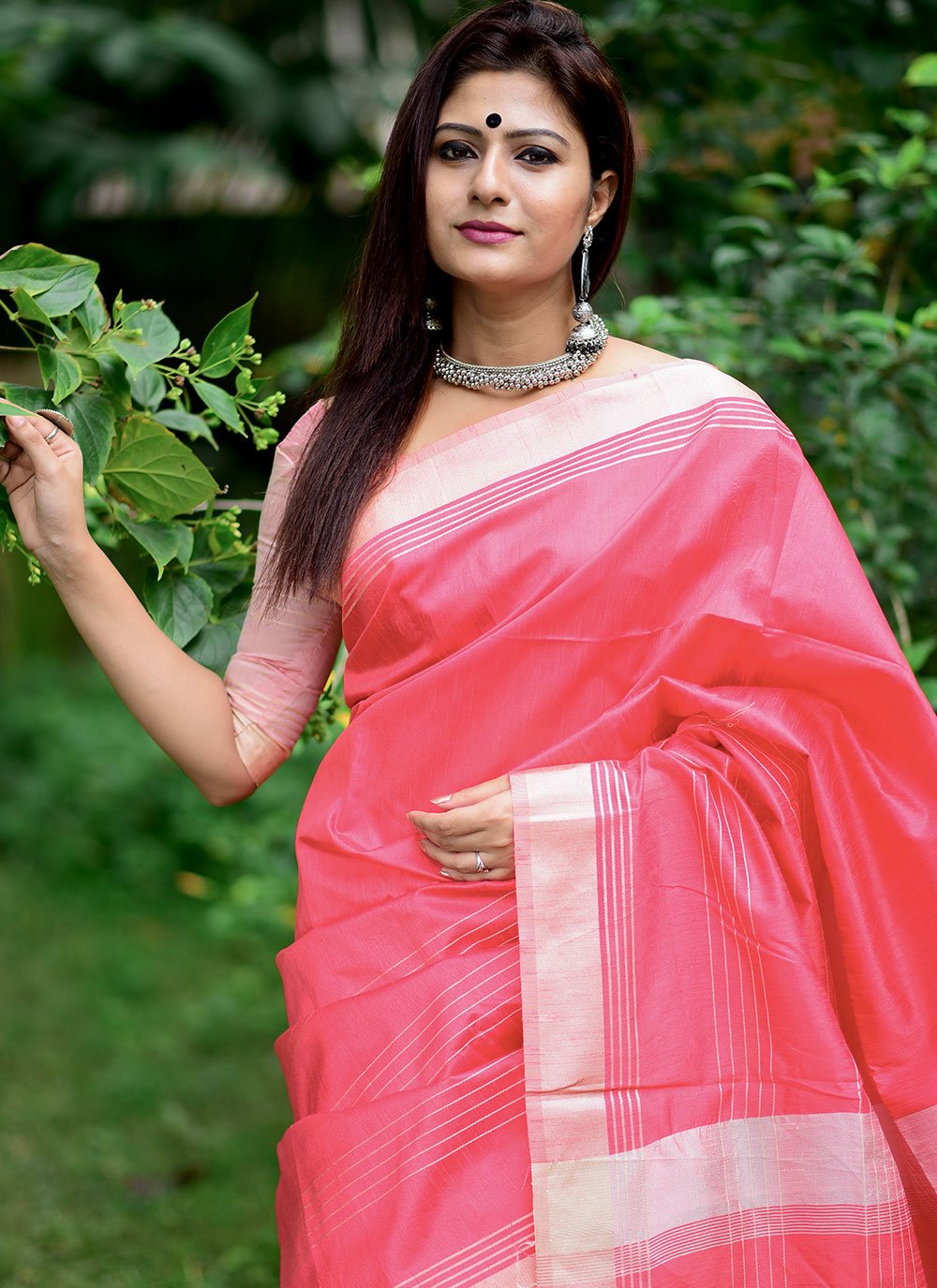 Classic Raw Silk Pink Weaving Saree