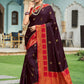 Classic Satin Silk Wine Weaving Saree