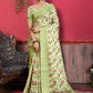 Contemporary Banarasi Silk Tussar Silk Sea Green Patch Border Saree