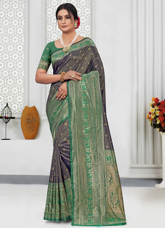 Casual Silk Blue Weaving Saree