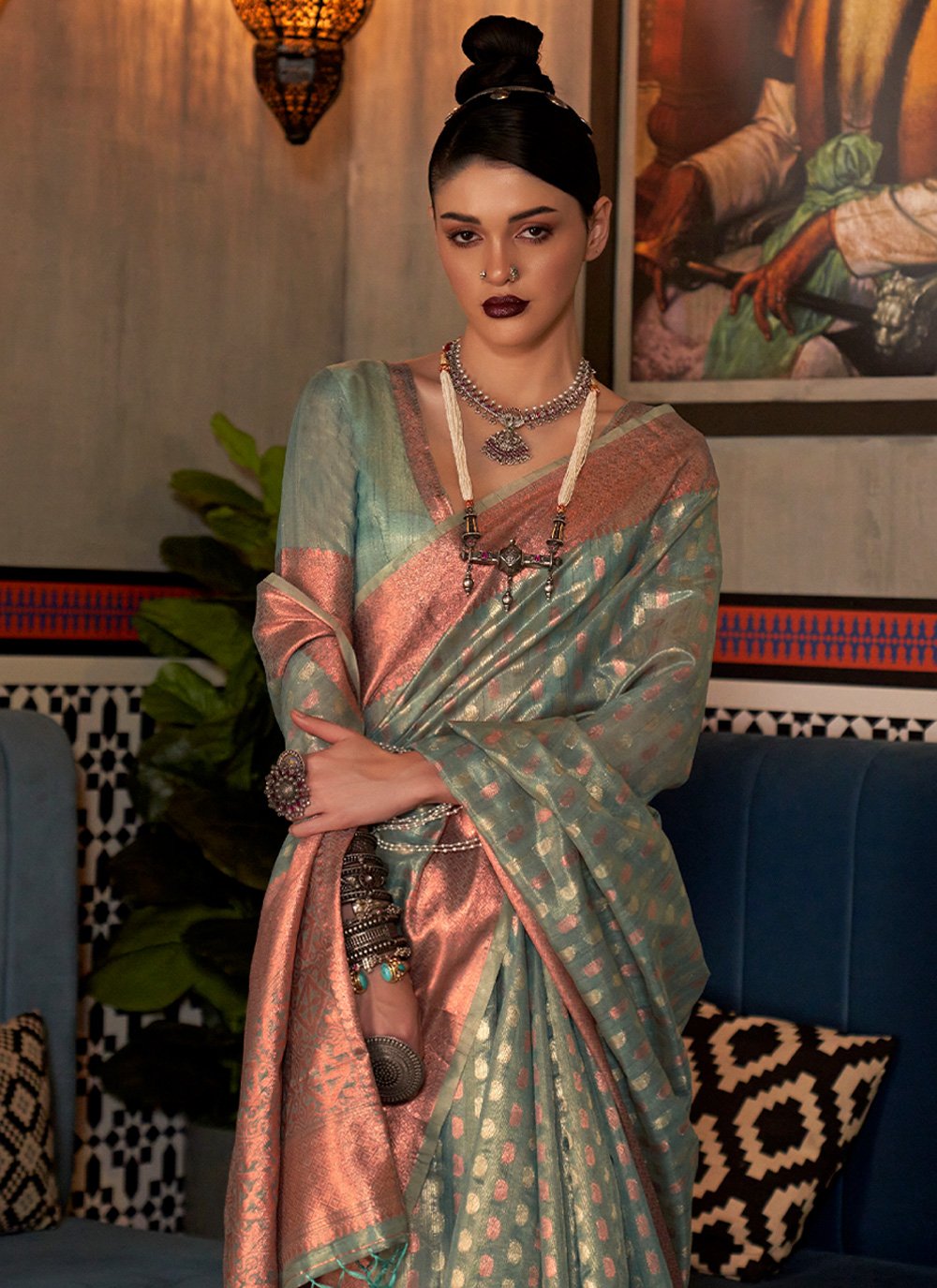 Contemporary Silk Blue Weaving Saree