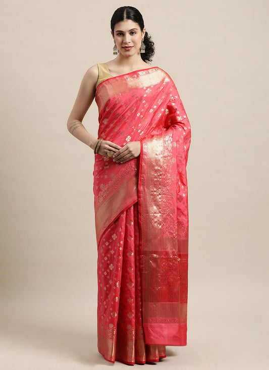 Classic Silk Pink Weaving Saree