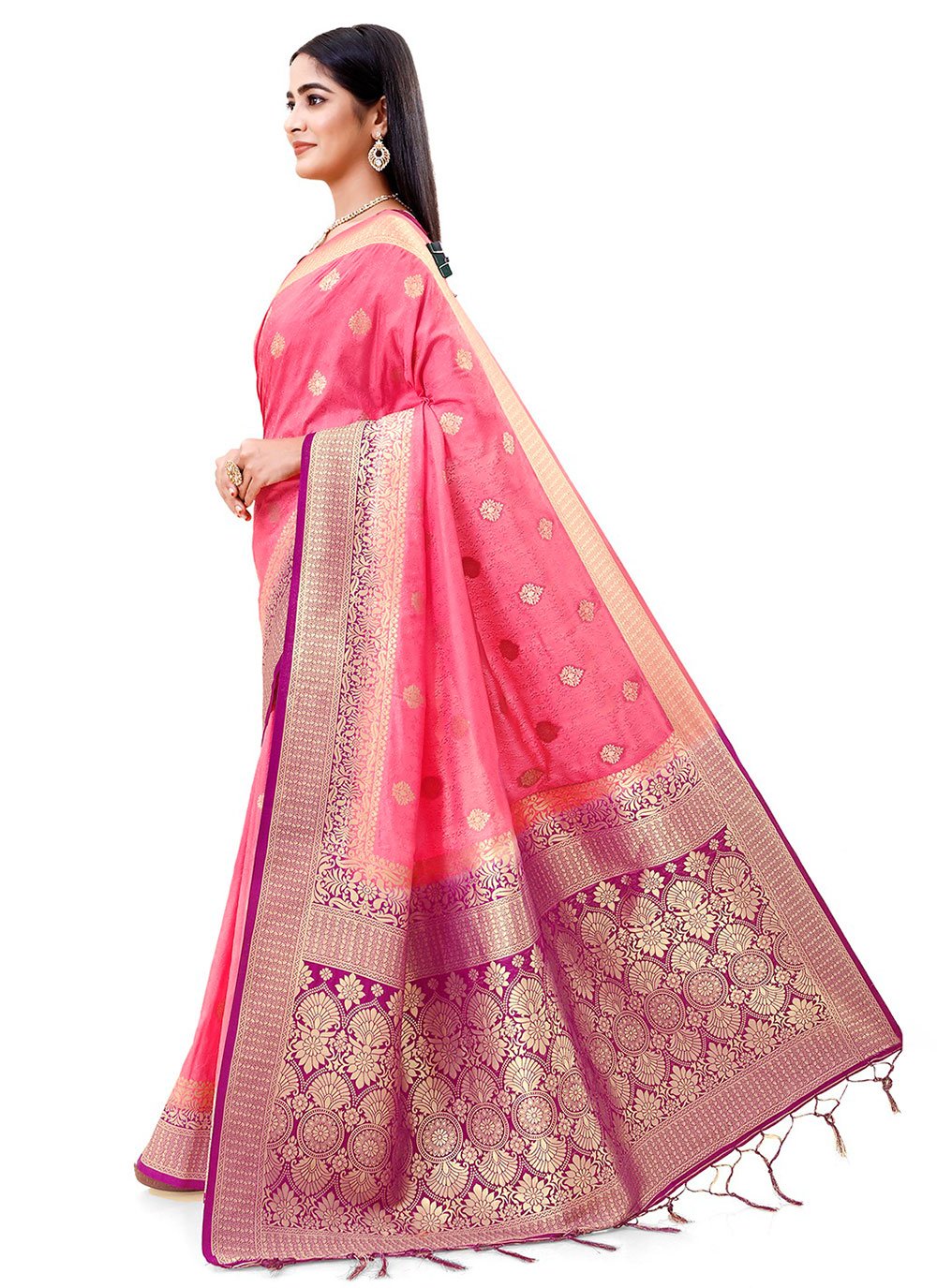 Classic Silk Pink Weaving Saree