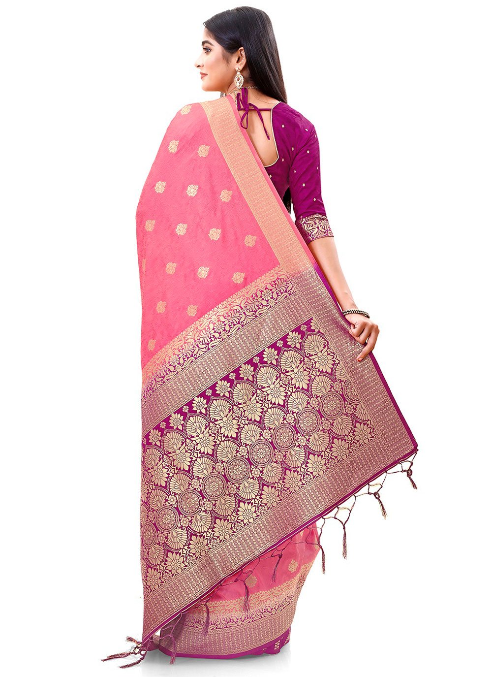 Classic Silk Pink Weaving Saree