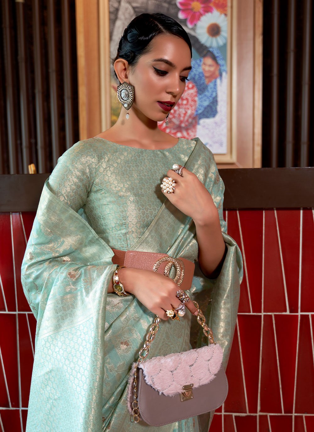 Contemporary Silk Green Weaving Saree